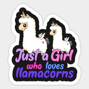 Just A Girl Who Loves llamacorns Gift print Sticker
